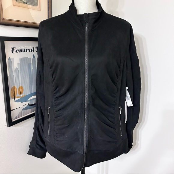Liverpool Black Zip-up Jacket with Ruched Design SZ XL - Picture 1 of 5